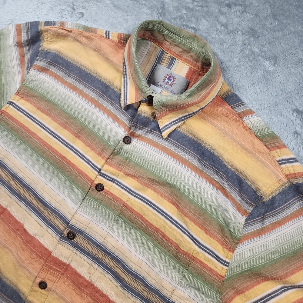 The Territory Ahead Shirt Mens Large Multicolor Stripe Western Aztec California
